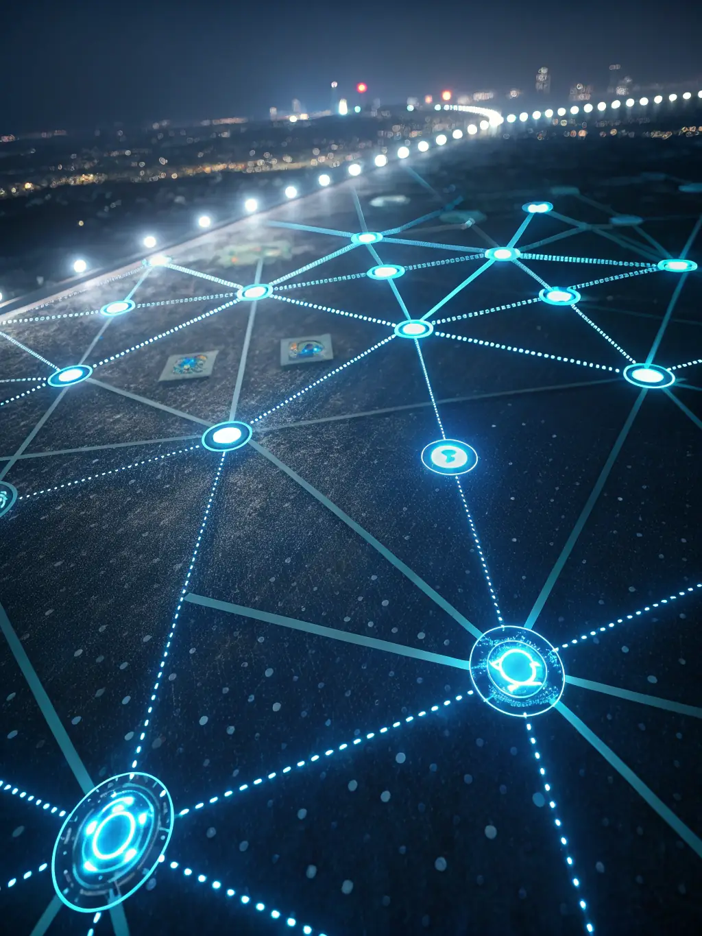 An abstract image representing AI, with interconnected nodes and glowing lines, symbolizing the optimization of content. The color scheme is futuristic and tech-oriented.